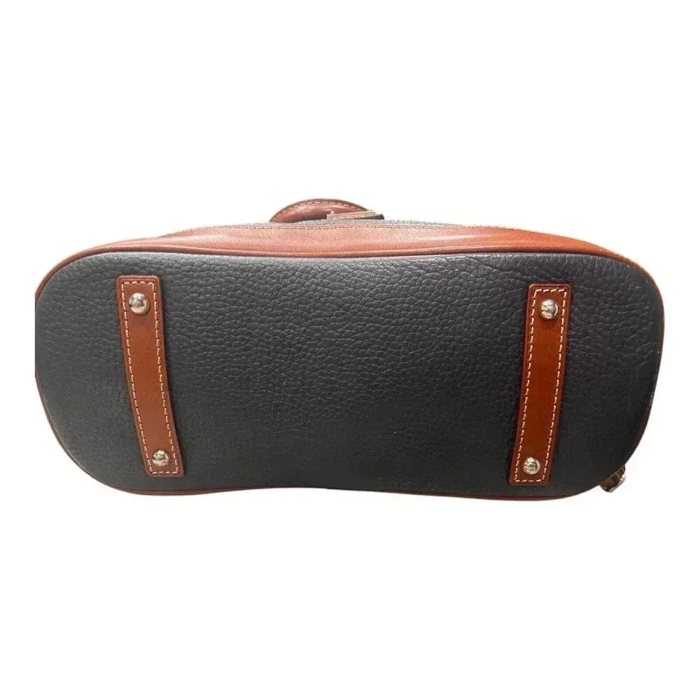 Dooney & Bourke Pebble Leather Zip Satchel Crossbody Purse Bag Dark Grey Vintage - Picture 5 of 8